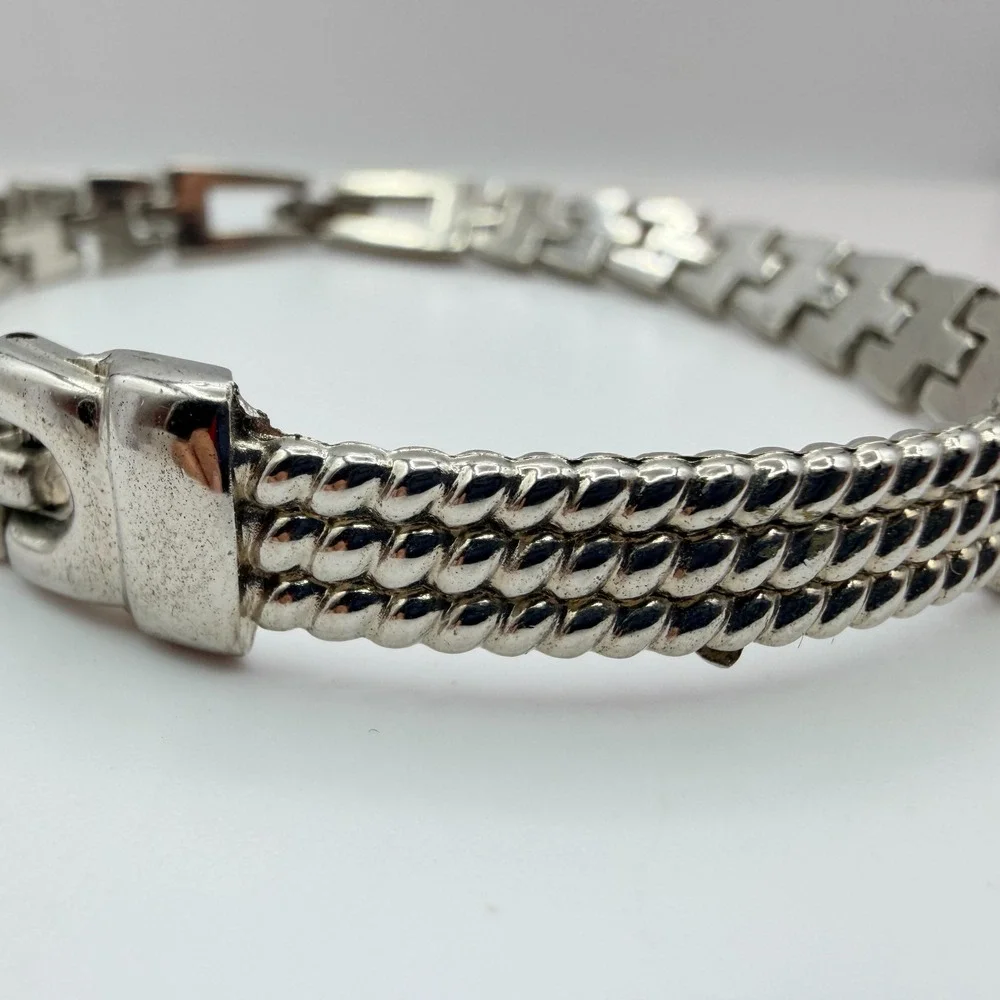 Vintage 90s Silver Tone Breil Edit Bracelet Boho Women's Classic Fashion Jewelry